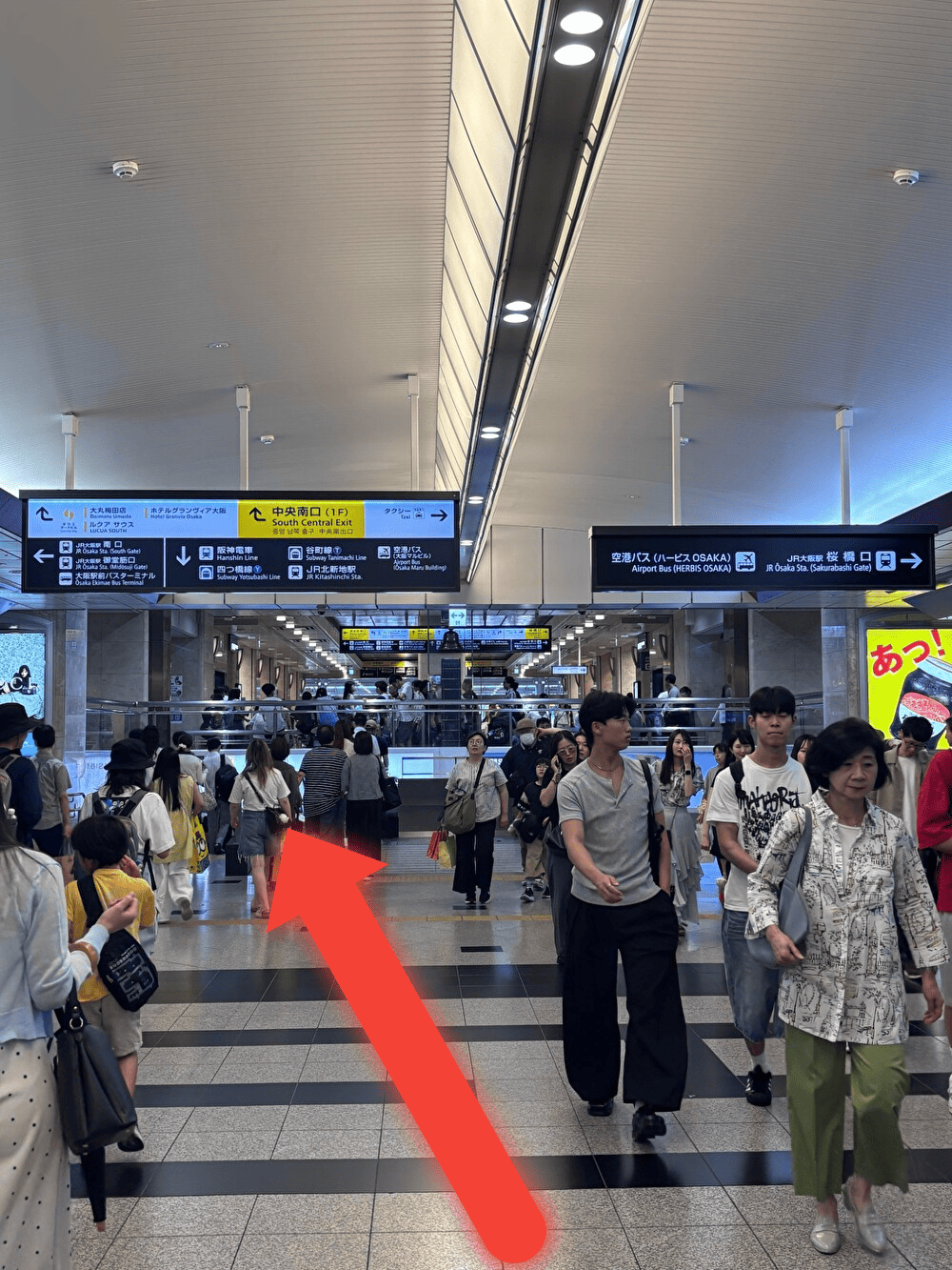 エスカレーターを降りて、そのまま直進します。